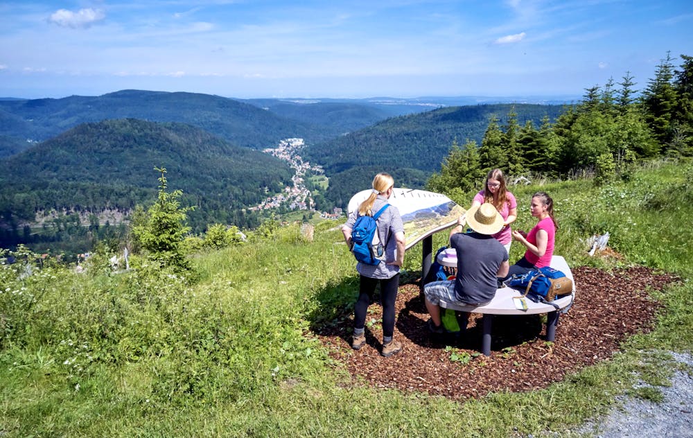 Die herrliche Aussicht am Schweizerkopf ist eines von mehreren Panoramen, die Wanderer auf der Herrenalber AugenBlick-Runde genießen können. ©Tourismus und Stadtmarketing Bad Herrenalb