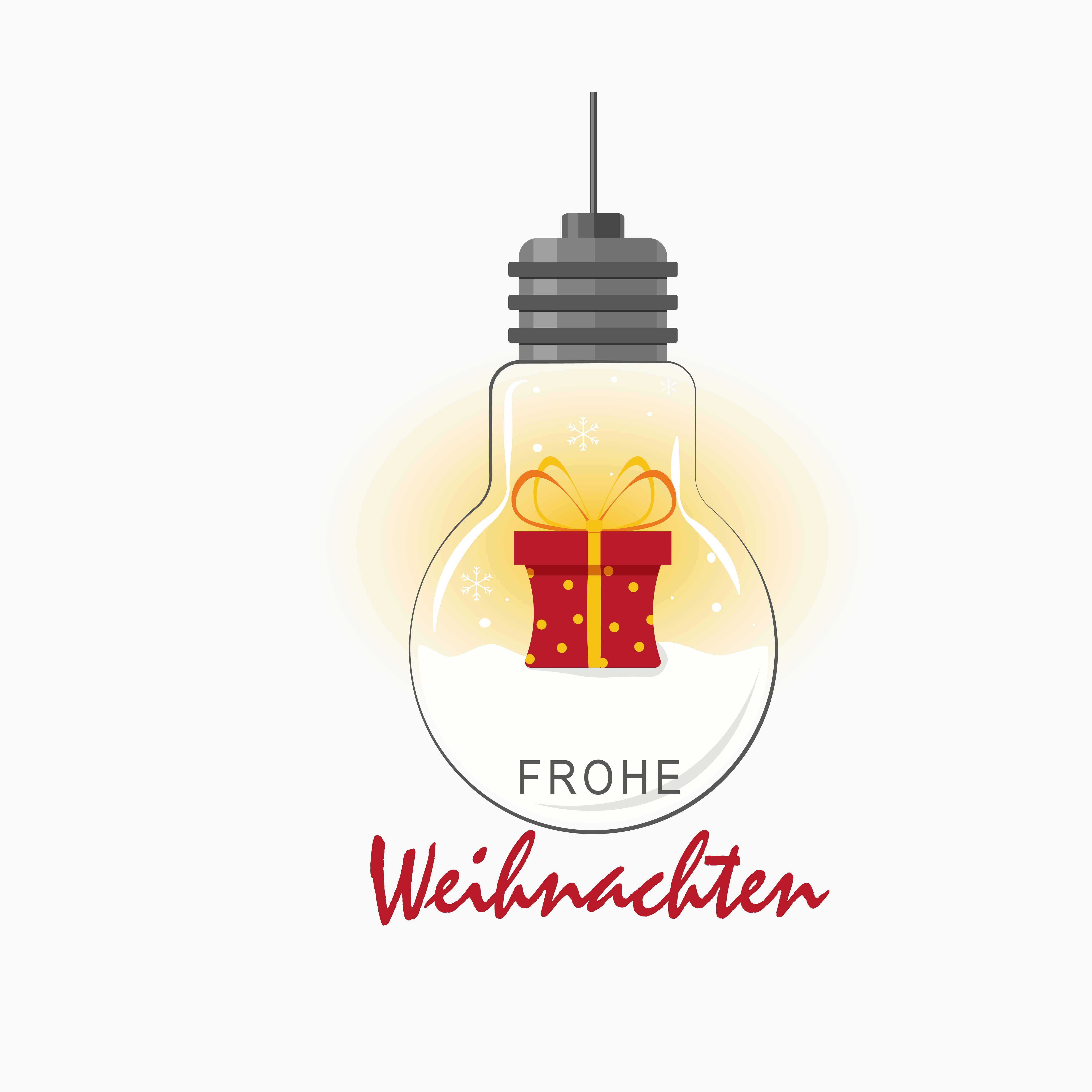 Frohe Weihnachten - Glühbirne mit Geschenk kombiniert