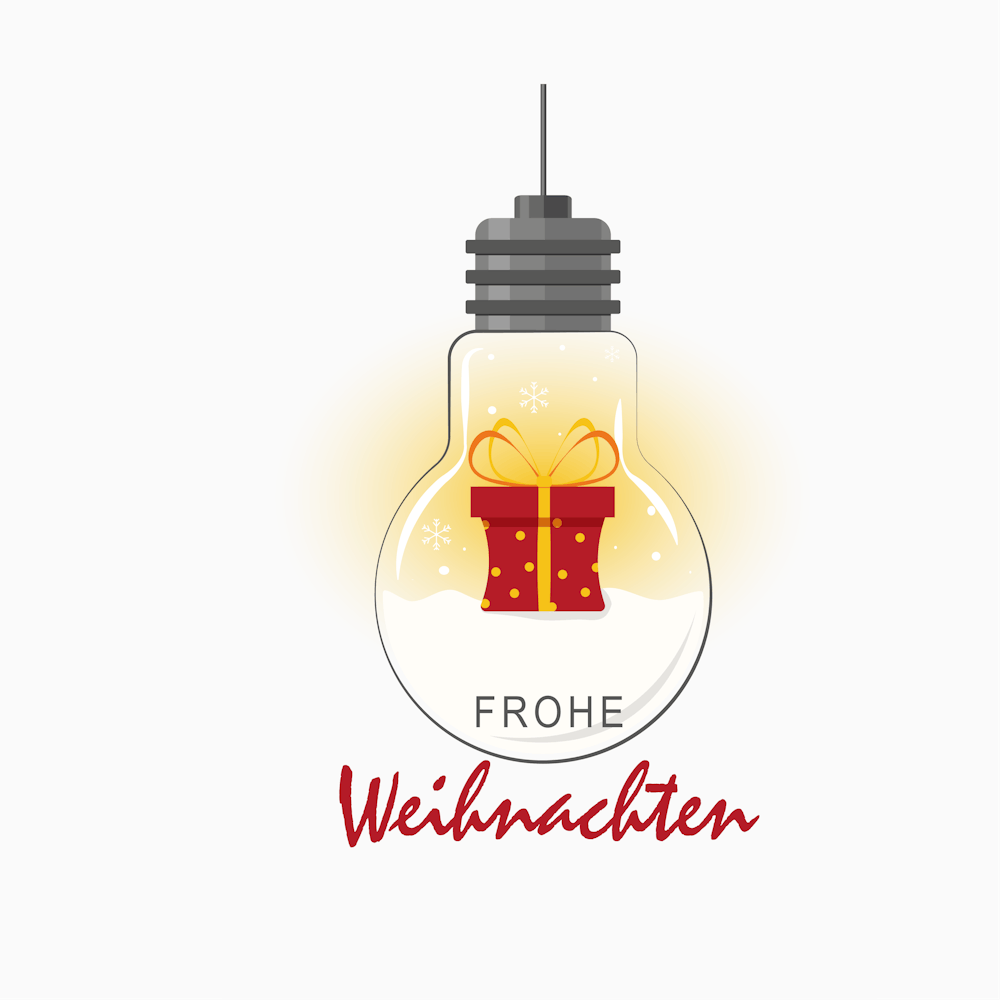 Frohe Weihnachten - Glühbirne mit Geschenk kombiniert